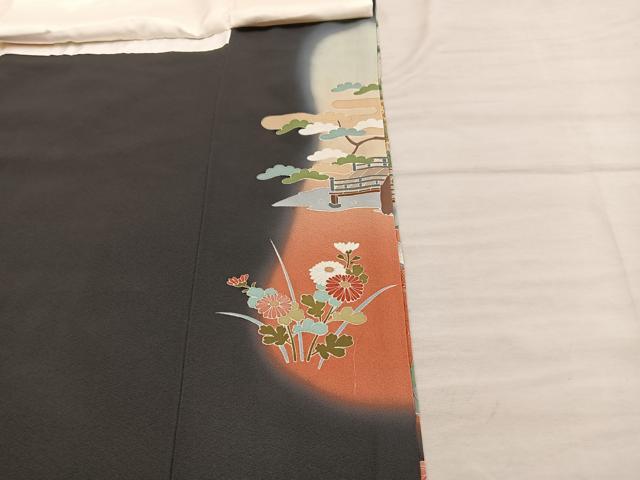平和屋着物■豪華黒留袖 作家物 人物風景文 暈し染め 金彩 正絹 逸品 BAAX5643mz