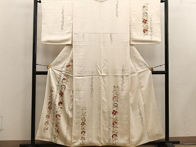 平和屋着物■訪問着 駒刺繍 草花文 金彩 正絹 逸品 BAAX5644mz