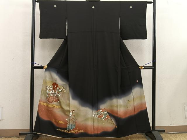 平和屋着物■豪華黒留袖 作家物 能 狂言 暈し染め 金彩 正絹 逸品 BAAX5645mz