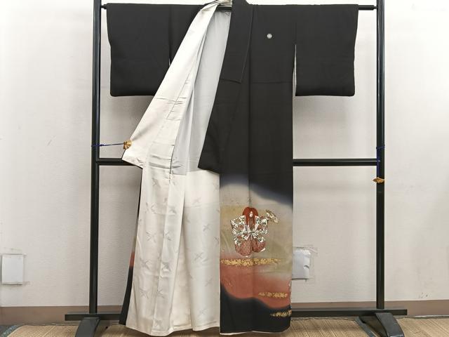 平和屋着物■豪華黒留袖 作家物 能 狂言 暈し染め 金彩 正絹 逸品 BAAX5645mz
