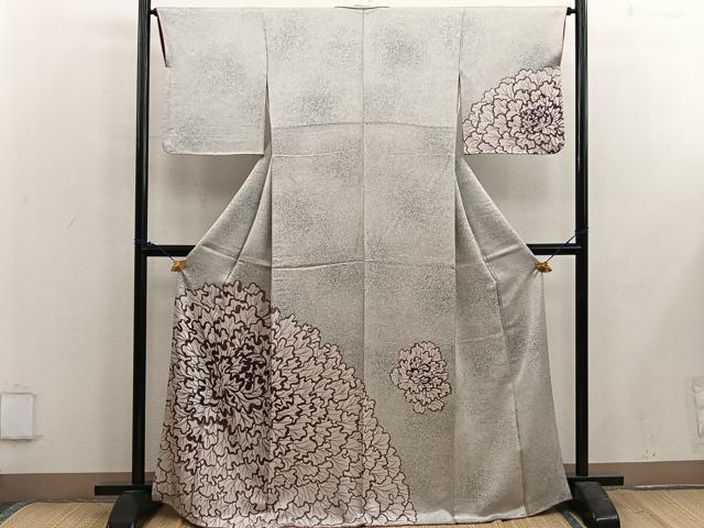 平和屋着物■訪問着 牡丹文 たたき染め 正絹 逸品 BAAX5647mz
