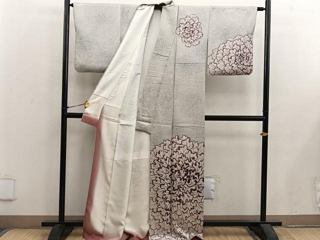 平和屋着物■訪問着 牡丹文 たたき染め 正絹 逸品 BAAX5647mz