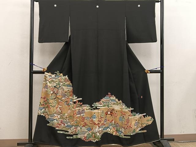 平和屋着物■豪華黒留袖 作家物 平安人物風景文 金彩 正絹 逸品 BAAX5650mz