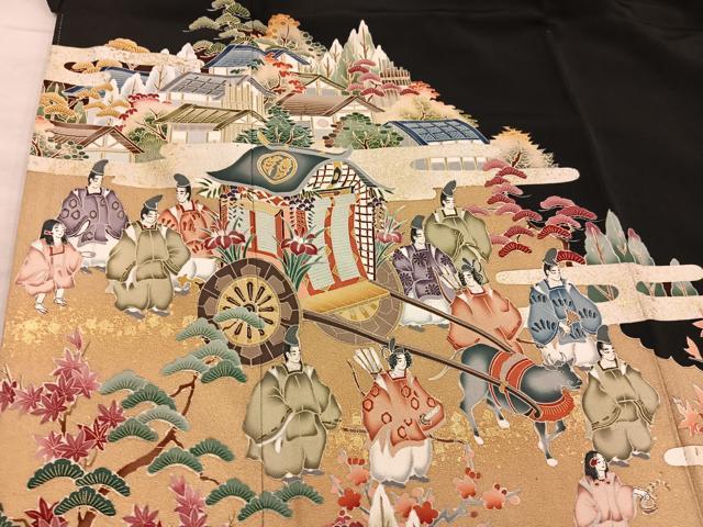 平和屋着物■豪華黒留袖 作家物 平安人物風景文 金彩 正絹 逸品 BAAX5650mz