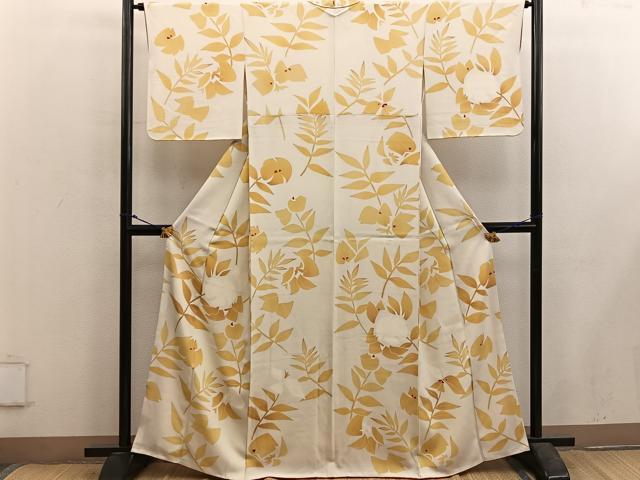 平和屋着物■上質な小紋 草葉文 正絹 逸品 BAAX5652mz