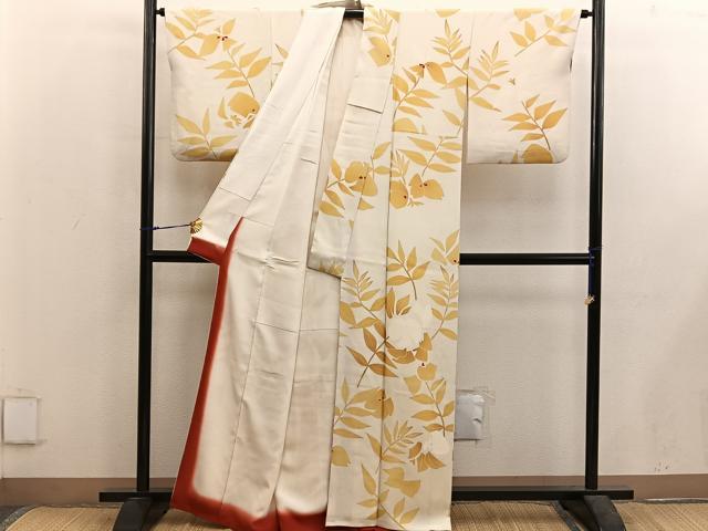 平和屋着物■上質な小紋 草葉文 正絹 逸品 BAAX5652mz