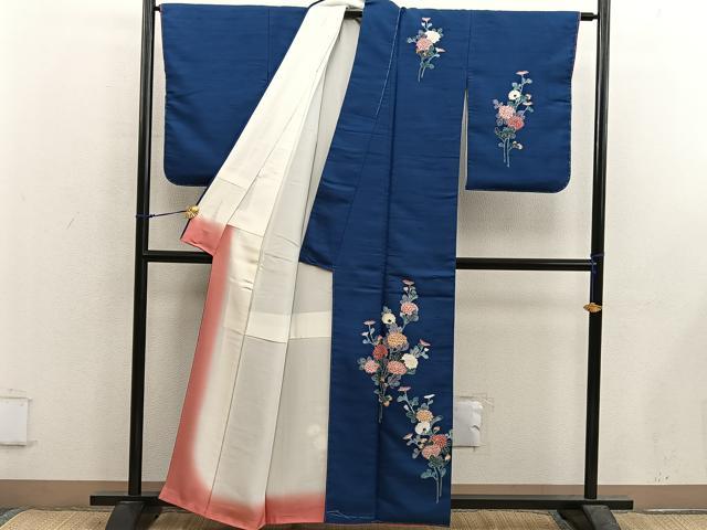 平和屋着物■訪問着 白山紬 友禅 枝花文 正絹 逸品 BAAX5653mz