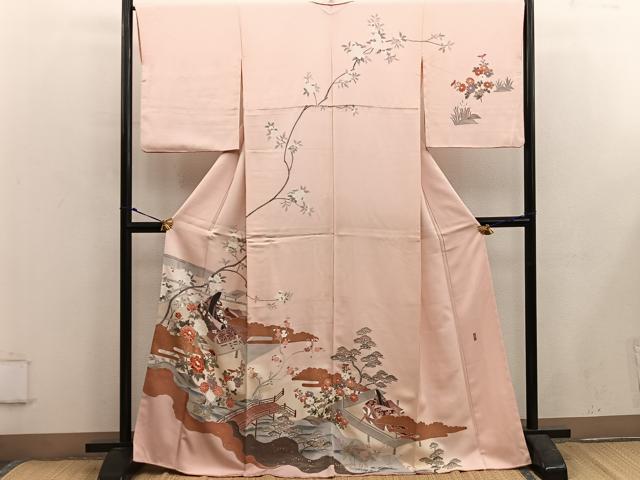 平和屋着物■訪問着 作家物 人物枝花文 暈し染め 金彩 正絹 逸品 BAAX5655mz