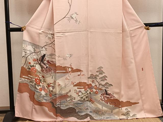 平和屋着物■訪問着 作家物 人物枝花文 暈し染め 金彩 正絹 逸品 BAAX5655mz