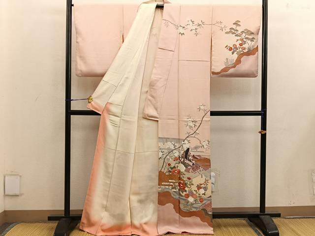 平和屋着物■訪問着 作家物 人物枝花文 暈し染め 金彩 正絹 逸品 BAAX5655mz