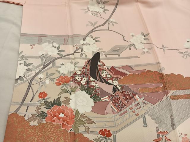 平和屋着物■訪問着 作家物 人物枝花文 暈し染め 金彩 正絹 逸品 BAAX5655mz