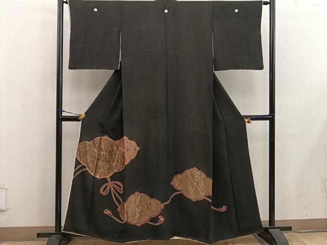 平和屋着物■豪華黒留袖 駒刺繍 向かい鶴花文 金彩 正絹 逸品 BAAX5657mz