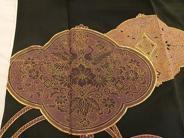 平和屋着物■豪華黒留袖 駒刺繍 向かい鶴花文 金彩 正絹 逸品 BAAX5657mz