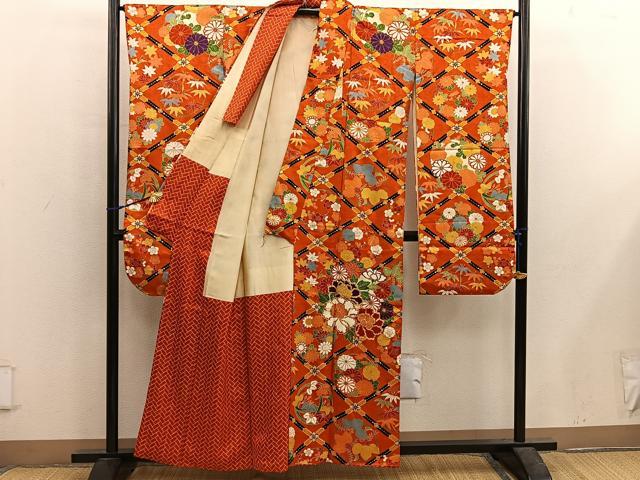 平和屋着物■豪華振袖 駒刺繍 牡丹花文 金彩 正絹 逸品 BAAX5661mz