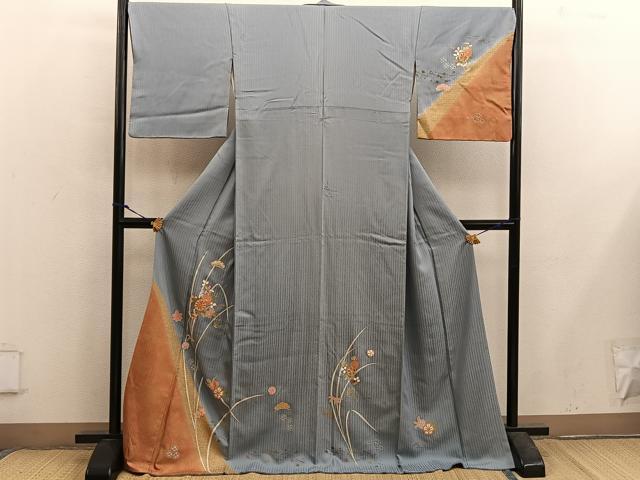 平和屋着物■訪問着 駒刺繍 菊花文 金彩 正絹 逸品 BAAX5662mz