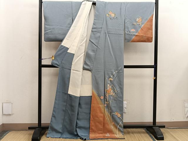 平和屋着物■訪問着 駒刺繍 菊花文 金彩 正絹 逸品 BAAX5662mz