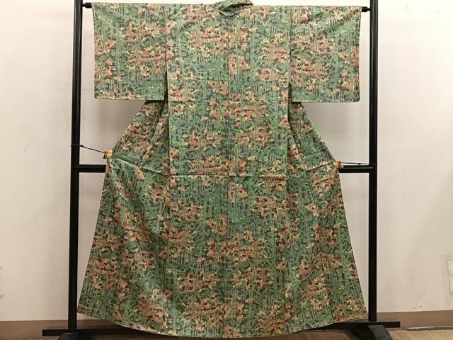 平和屋着物■上質な紬 草花文 正絹 逸品 BAAX5666mz