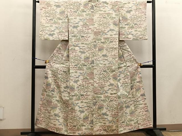 平和屋着物■上質な紬 風景文 正絹 逸品 BAAX5669mz
