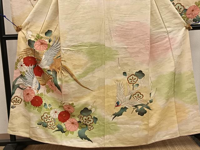 平和屋着物■小振袖 刺繍 鳳凰花文 暈し染め 金銀糸 正絹 逸品 BAAX5674mz