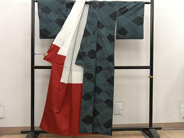 平和屋着物■本場大島紬 7マルキ 幾何学文様 正絹 逸品 BAAX5675mz