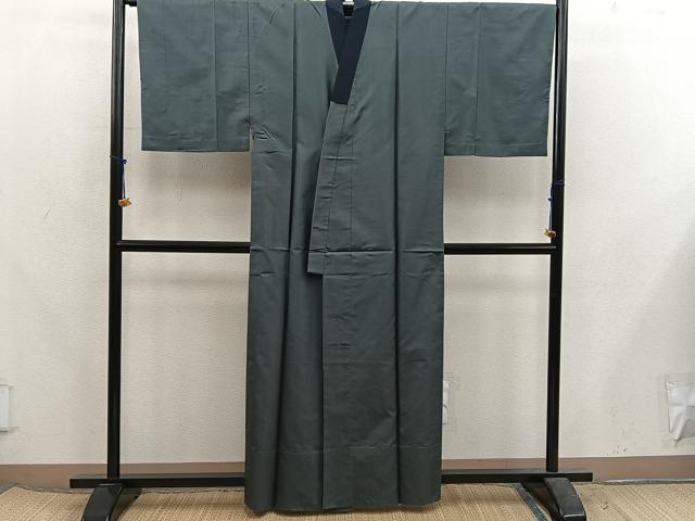 平和屋着物●男性 長襦袢 単衣 藍媚茶色 正絹 逸品 BAAX5703mz