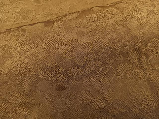 平和屋着物●上質な色無地 草花地紋 黄土色 正絹 逸品 未使用 BAAX5712mz