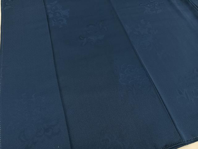 平和屋着物●上質な色無地 草葉地紋 青褐色 正絹 逸品 BAAX5714mz