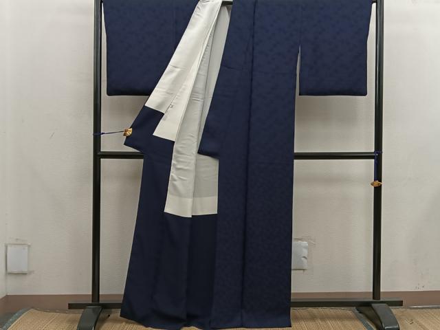 平和屋着物●上質な色無地 色紙重ね地紋 黒紅色 正絹 逸品 BAAX5715mz