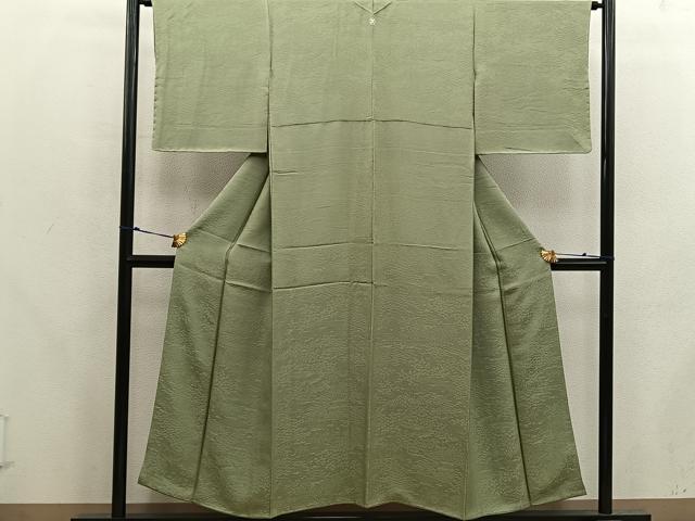 平和屋着物■上質な色無地 風景地紋 油色 正絹 逸品 BAAX5716mz