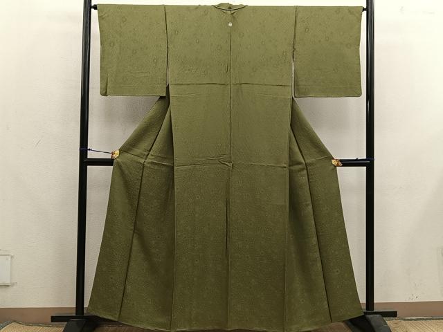 平和屋着物●上質な色無地 辻が花地紋 根岸色 正絹 逸品 BAAX5717mz