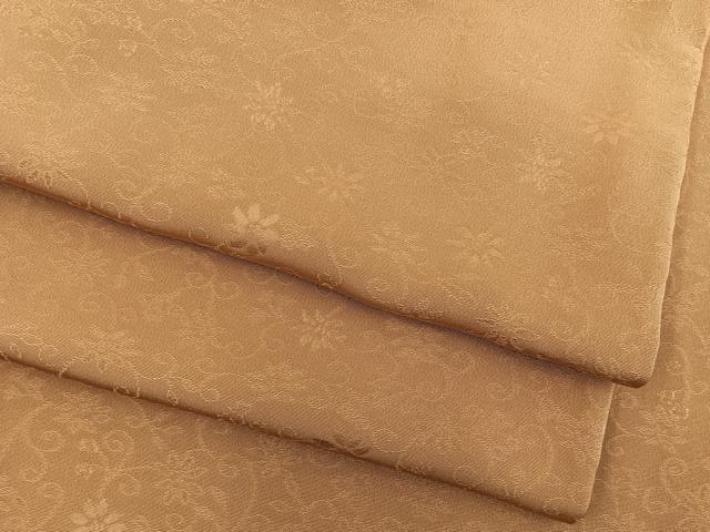 平和屋着物●上質な色無地 草花地紋 黄枯茶色 正絹 逸品 BAAX5722mz