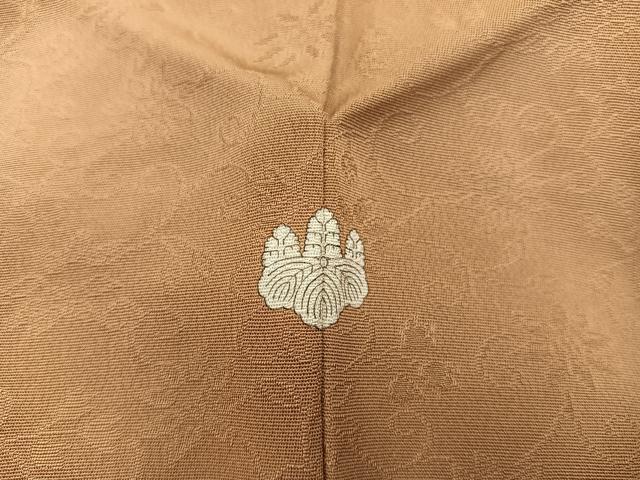 平和屋着物●上質な色無地 草花地紋 黄枯茶色 正絹 逸品 BAAX5722mz