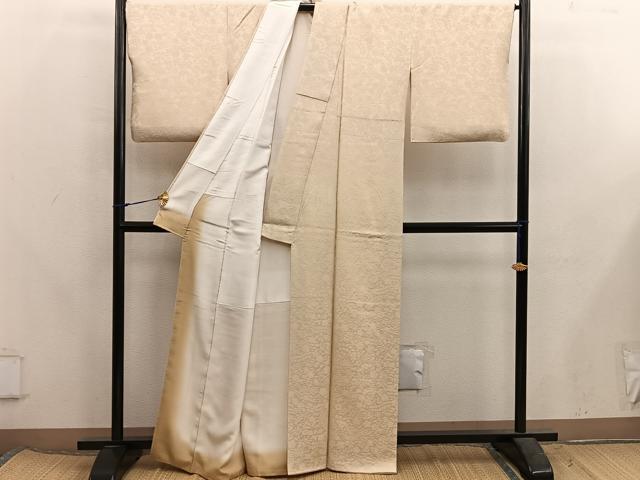 平和屋着物●上質な色無地 梅花地紋 飴色 正絹 逸品 BAAX5725mz