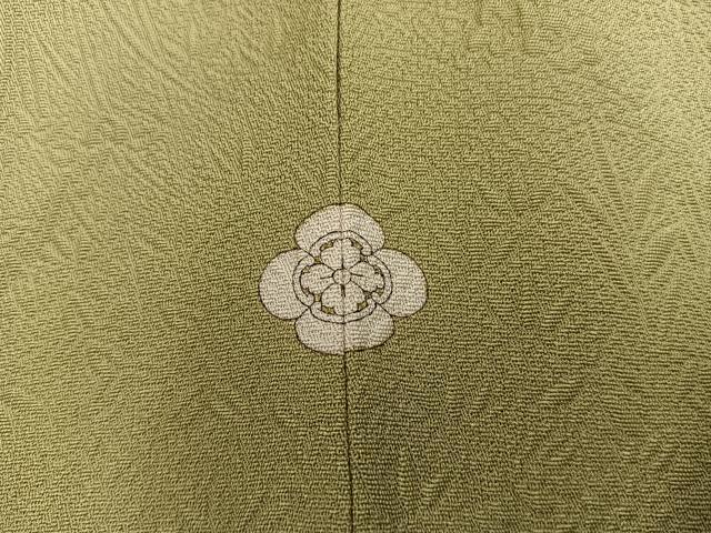 平和屋着物●本加賀友禅作家 毎田仁郎 色無地 草葉地紋 枯草色 反端付き 正絹 逸品 BAAX5726mz