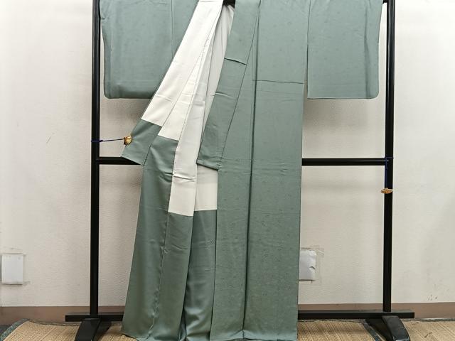 平和屋着物●上質な色無地 菊地紋 薄青色 正絹 逸品 BAAX5729mz