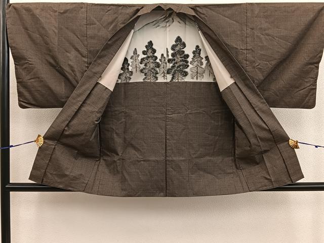 平和屋着物■男性 本場大島紬 アンサンブル 格子 正絹 逸品 BAAX5761mz