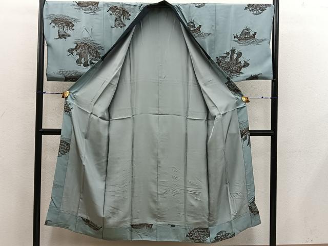 平和屋着物●男性 本場大島紬 アンサンブル 襦袢セット 100亀甲 総詰め 正絹 逸品 BAAX5770mz
