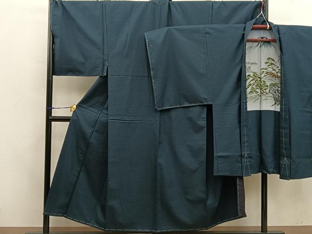 平和屋着物●男性 紬 アンサンブル キングサイズ 100亀甲 総詰め 正絹 逸品 未使用 BAAX5771mz