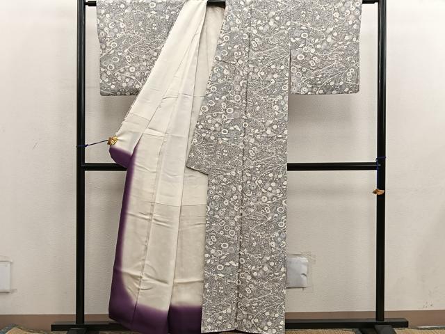 平和屋着物■上質な小紋 菊花文 正絹 逸品 BAAX5775mz