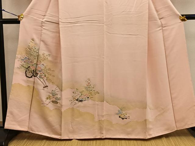 平和屋着物■色留訪問着 寿光織 御所車花文 金糸 正絹 逸品 BAAX5788mz