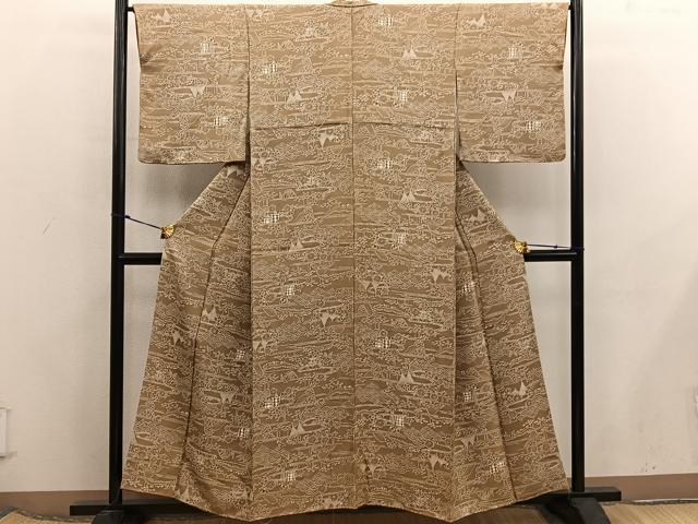 平和屋着物■上質な小紋 流水花鳥文 正絹 逸品 BAAX5798mz