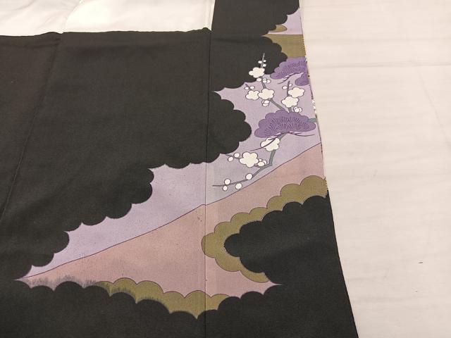 平和屋着物■豪華黒留袖 刺繍 鳳凰花文 暈し染め 金彩 正絹 逸品 BAAX5802mz