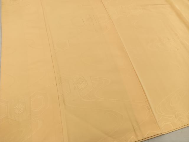 平和屋着物■上質な色無地 亀甲花地紋 黄土色 正絹 逸品 BAAX5806mz