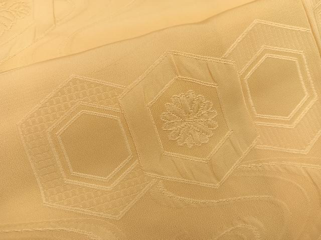 平和屋着物■上質な色無地 亀甲花地紋 黄土色 正絹 逸品 BAAX5806mz