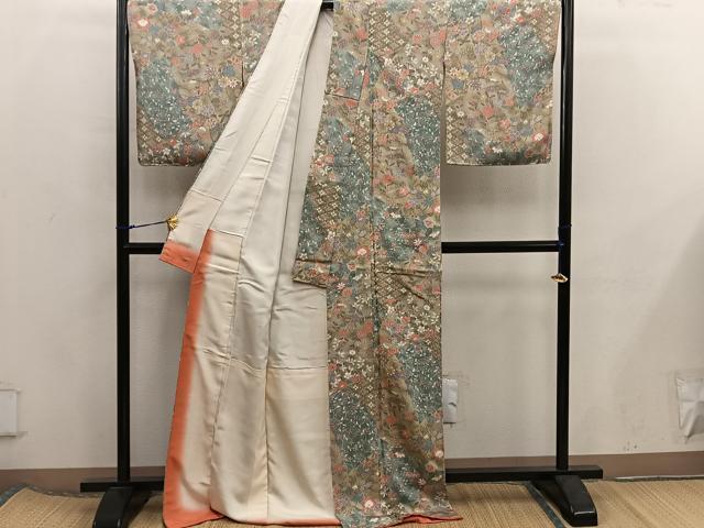 平和屋着物■上質な小紋 菊花文 正絹 逸品 BAAX5809mz
