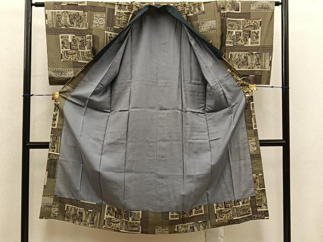 平和屋着物■男性 長襦袢 袷 壁画文様 正絹 逸品 BAAX5810mz