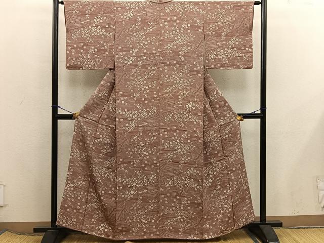 平和屋着物■上質な小紋 梅花文 小田急扱い 正絹 逸品 BAAX5813mz