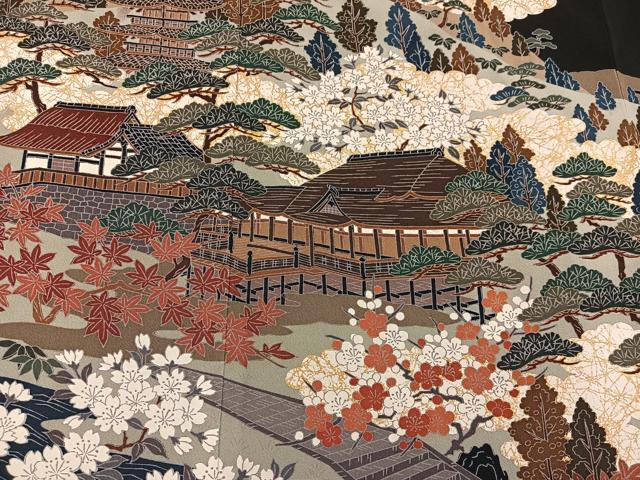 平和屋着物■豪華黒留袖 作家物 風景文 正絹 逸品 BAAX5818mz