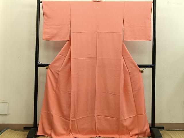平和屋着物■上質な色無地 鉛丹色 正絹 逸品 BAAX5823mz
