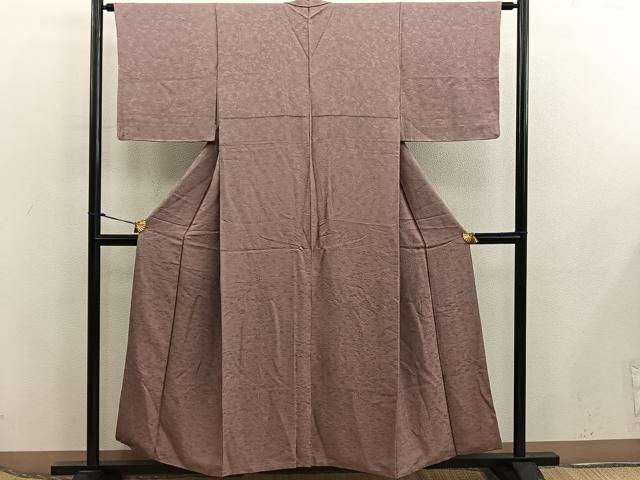 平和屋着物■上質な色無地 草花地紋 櫨色 正絹 逸品 BAAX5826mz